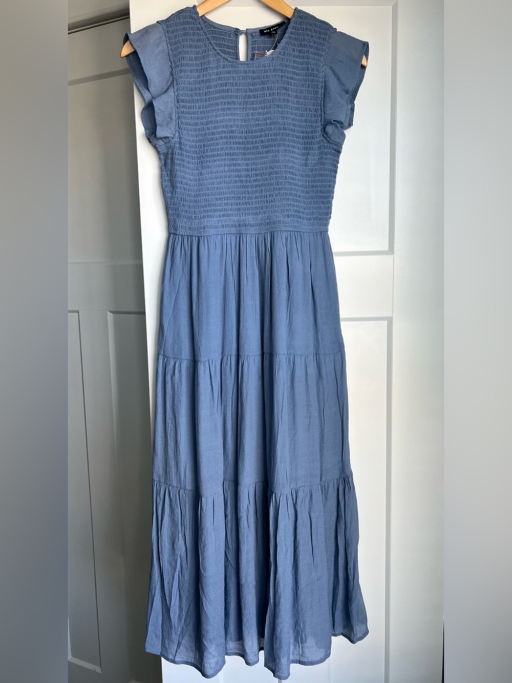 ModBoutique Blu Pepper Angeline Smocked Tiered Midi Dress, Size Medium